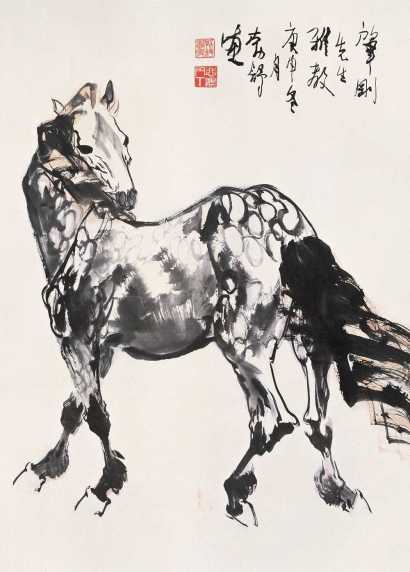 刘勃舒 庚申（1980年） 马 立轴